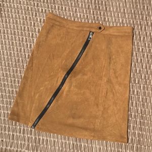 Suede Zipper Skirt